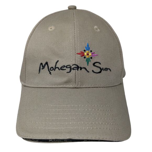 Mohegan Sun Men's Slideback Hat Tan Adjustable Embroidered Logo 100% Cotton - Picture 1 of 7